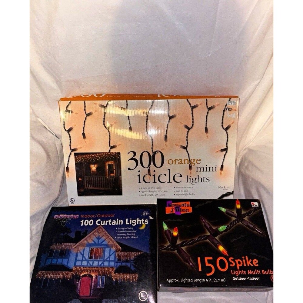 Lot of 4 Halloween Plug- In Lights Multicolored Orange Green Purple All NIB